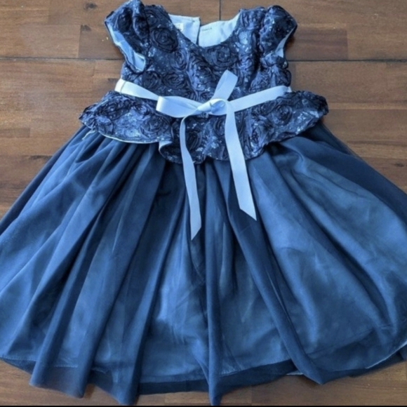 Kids Dream girls Navy Lace Party formal dress Cap Sleeve Size 5 - Picture 2 of 10